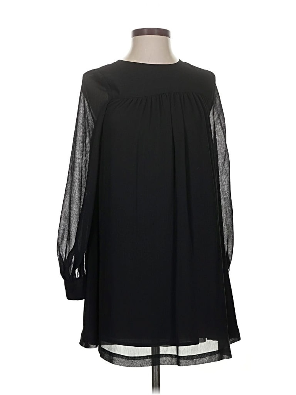 H&M Black Sheer-Sleeve Mini Shift Dress